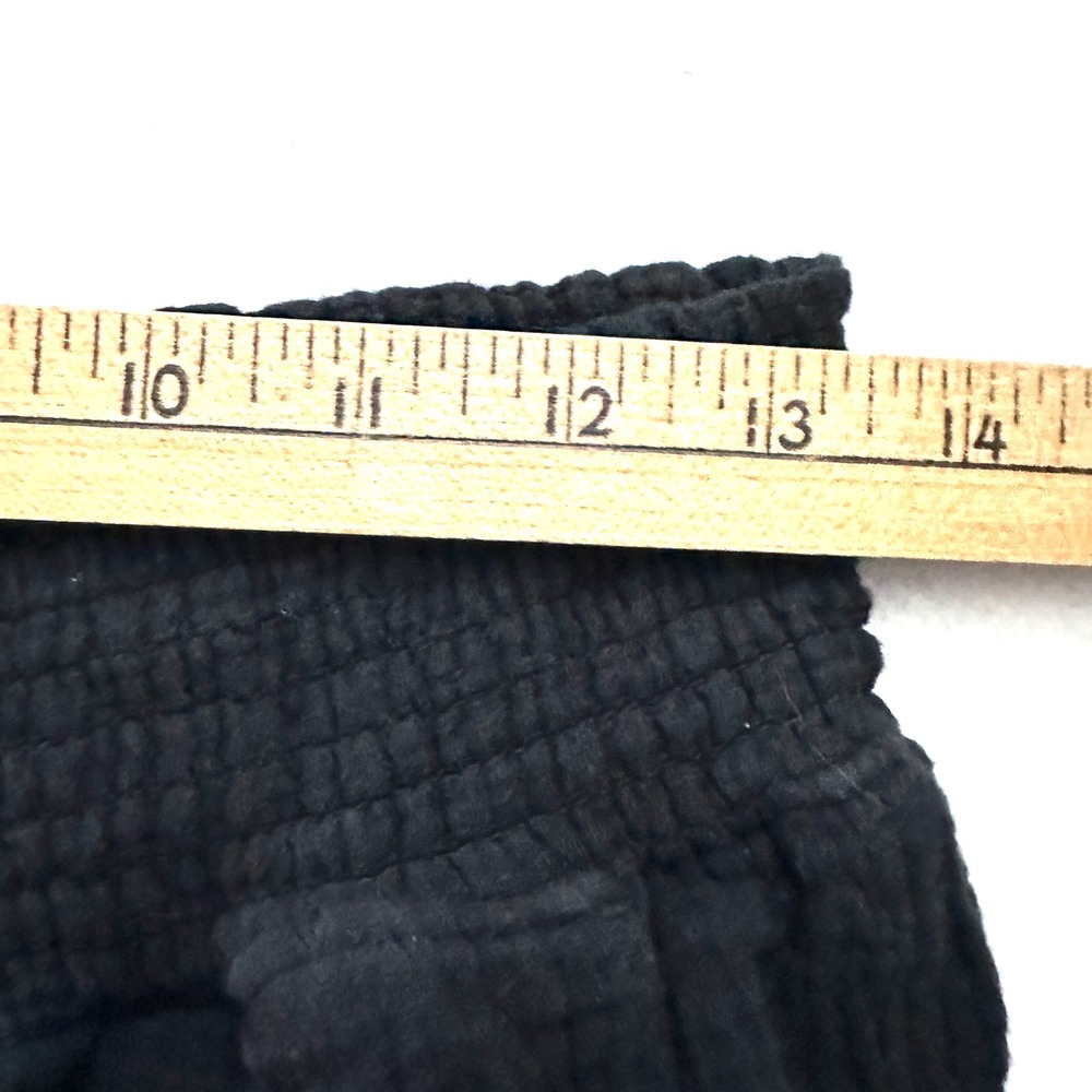 Three Dots M Cotton Gauze High Waist Smocked Waist Casual Shorts Pull On Black - Picture 4 of 7